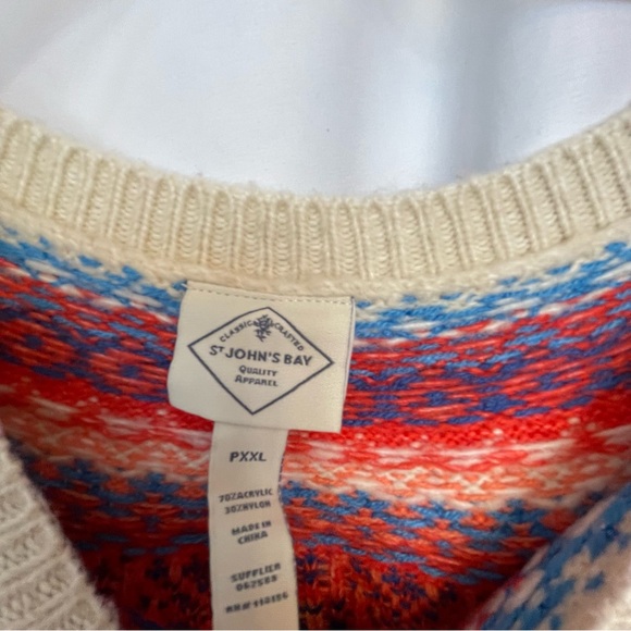 St. John's Bay Red and Blue Crew Neck Sweater - Picture 4 of 4